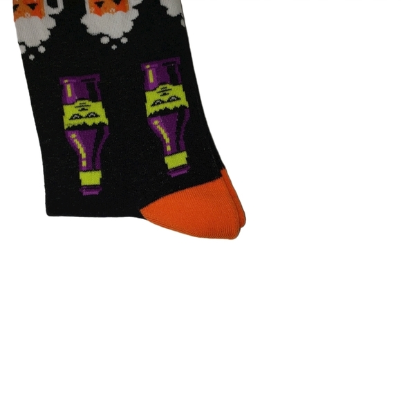New HALLOWEEN Jack-o-Lantern Witches Brew Fun Funky Crew Socks Men's Large 10-13 - Picture 2 of 3